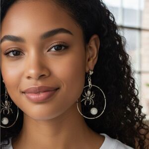 Gothic Spider Web Dreamcatcher Earrings Heart Studs Glow Bead Dangles